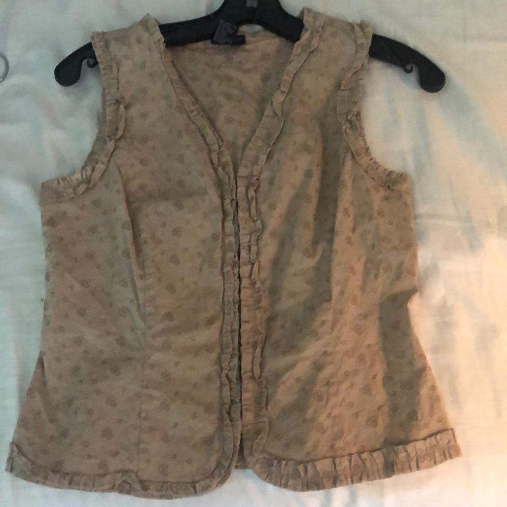 Boston Proper eye hook beige Sleeveless blouse